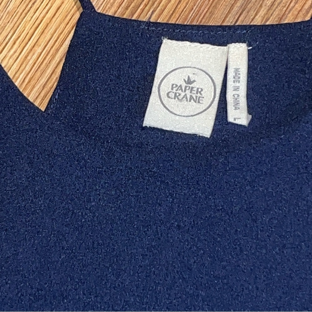 Paper Crane Polyester Tank & Olivia Moon Sheer Silk Sleeveless Blouse - Navy- L - Picture 10 of 13